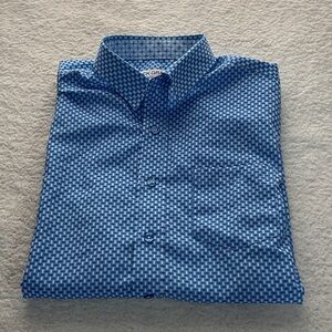 Blue Geometric Print Men's Nick Graham button down Dress Shirt